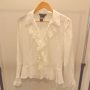 Elegant Cream Ruffle Blouse